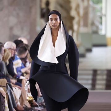 paris, france july 3 editorial use only for non editorial use please seek approval from fashion house a model walks the runway during the schiaparelli haute couture fallwinter 20232024 show as part of paris fashion week on july 3, 2023 in paris, france photo by estropgetty images